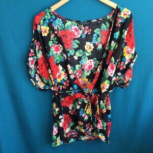Dorothy Perkins Floral Wrap Top Plus Short Sleeve Blouse US Size 18